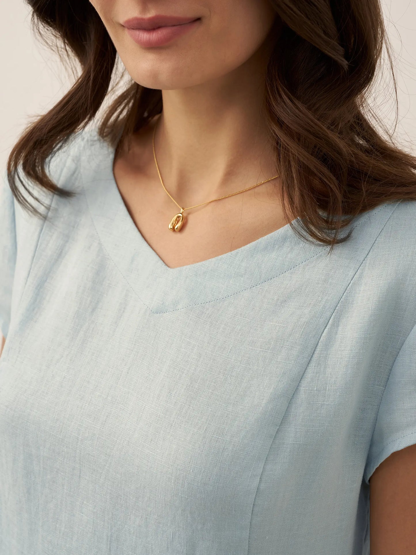 Cecily | Women’s Linen Summer V-Neck Fit-And-Flare Dress