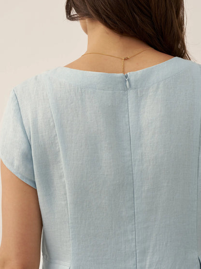 Cecily | Women’s Linen Summer V-Neck Fit-And-Flare Dress