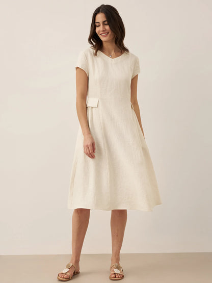 Cecily | Women’s Linen Summer V-Neck Fit-And-Flare Dress