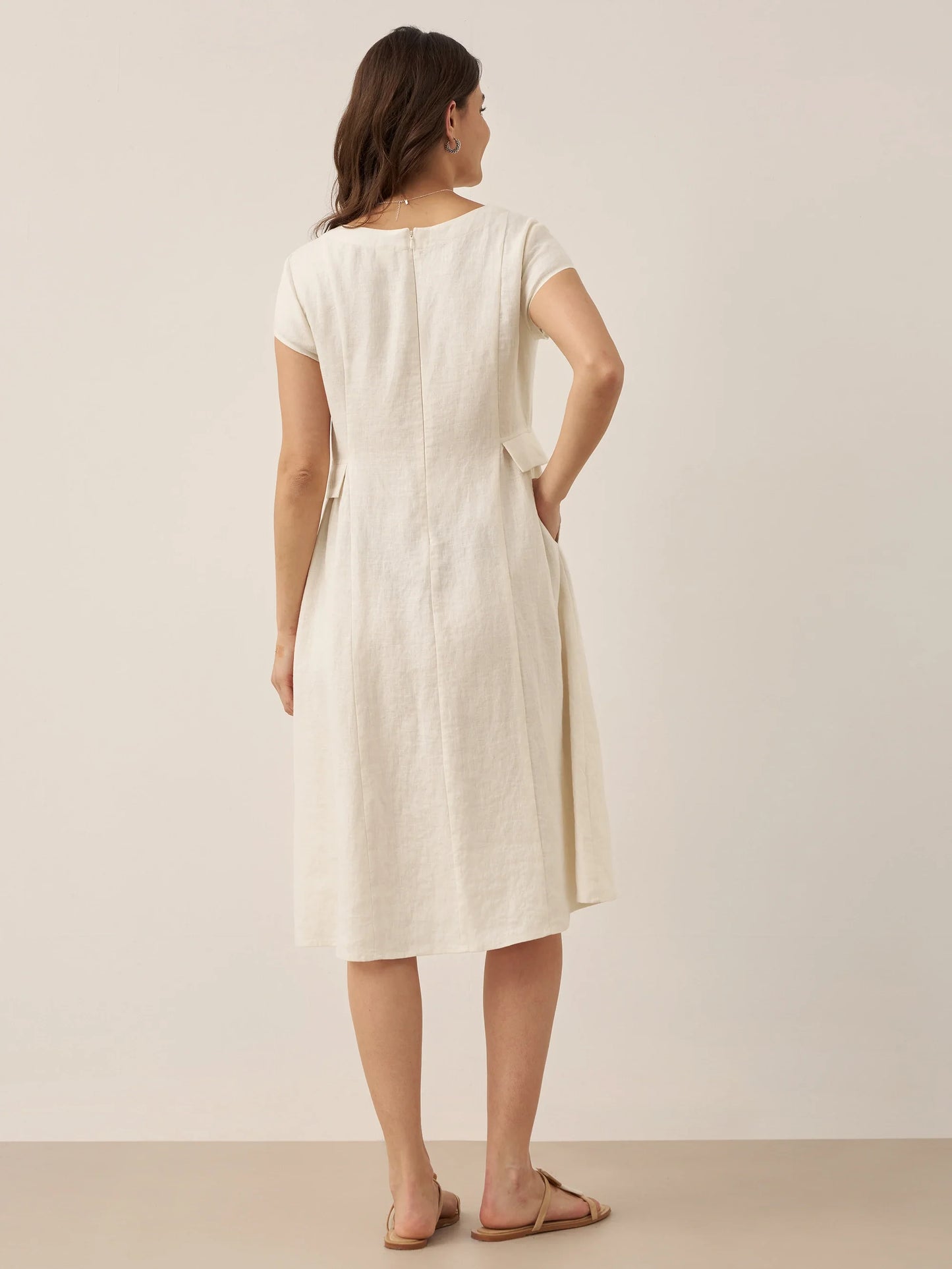 Cecily | Women’s Linen Summer V-Neck Fit-And-Flare Dress