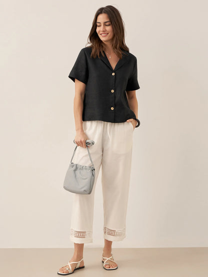 Jolene | Women’s Linen Button-Up Short Sleeve Shirt