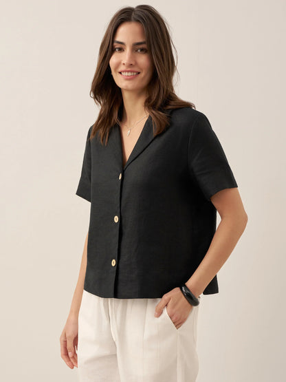 Jolene | Women’s Linen Button-Up Short Sleeve Shirt