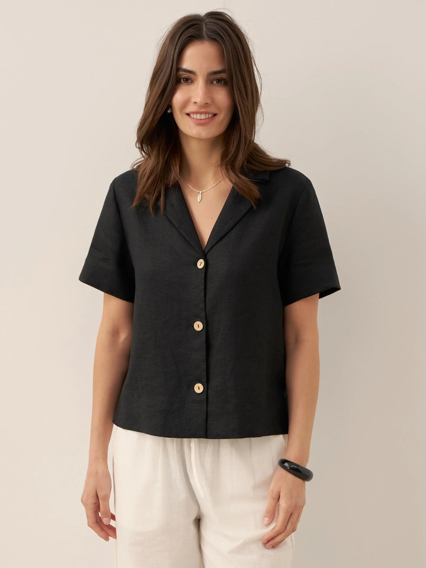 Jolene | Women’s Linen Button-Up Short Sleeve Shirt