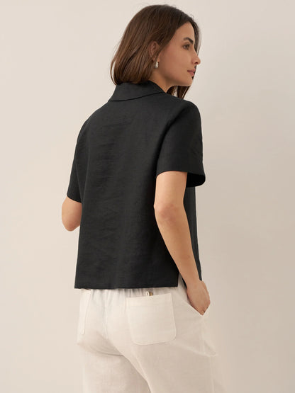Jolene | Women’s Linen Button-Up Short Sleeve Shirt