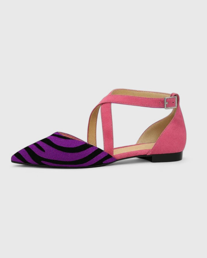 Rylan | Women’s Pink Striped Pointed Toe Flat Sandals