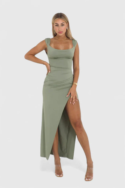Sage | Women’s Elegant Sleeveless Slit Maxi Dress