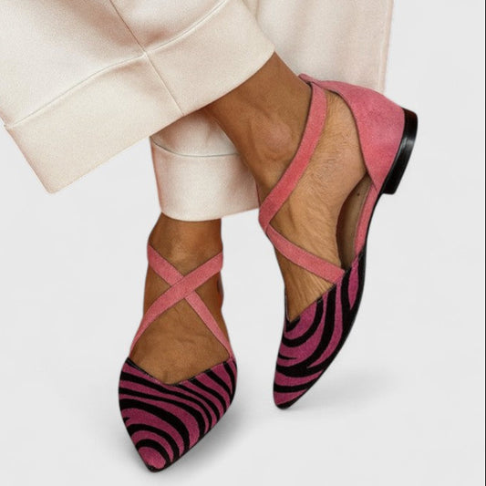 Rylan | Women’s Pink Striped Pointed Toe Flat Sandals
