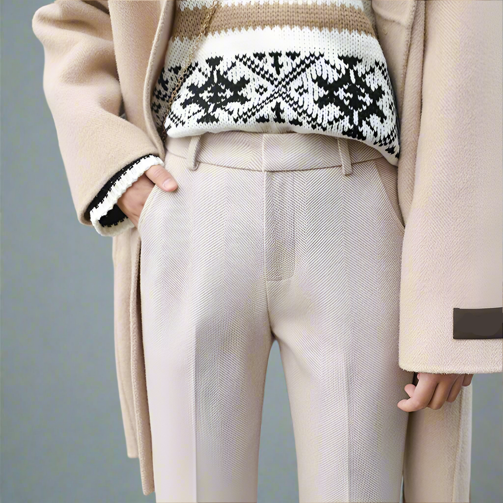 Rosalind | Women’s High-Waisted Wool Herringbone Pants