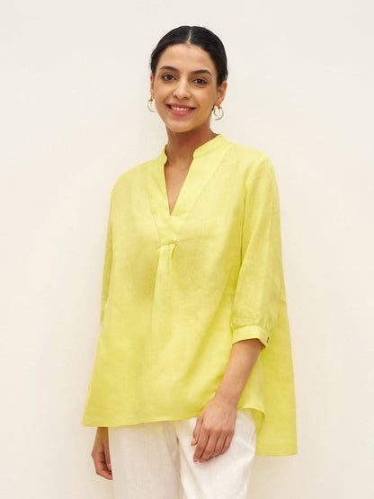 Miranda | Women’s Linen Split V-Neck Dress Blouse