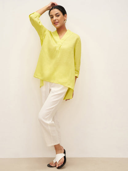 Miranda | Women’s Linen Split V-Neck Dress Blouse
