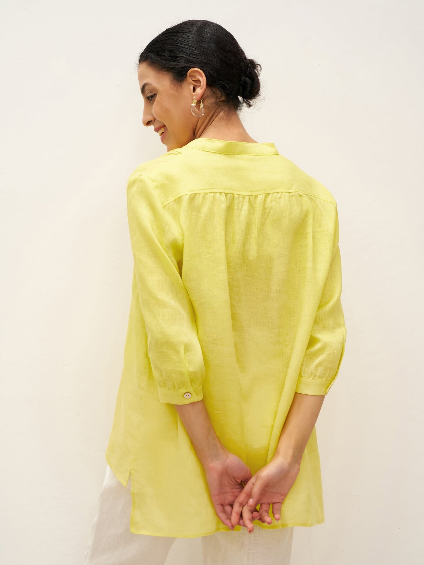 Miranda | Women’s Linen Split V-Neck Dress Blouse