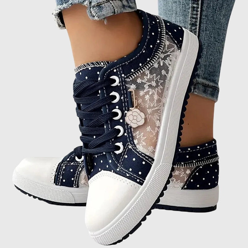 Delilah | Women’s Orthopedic Floral Denim Sneakers
