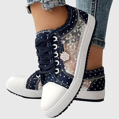 Delilah | Women’s Orthopedic Floral Denim Sneakers
