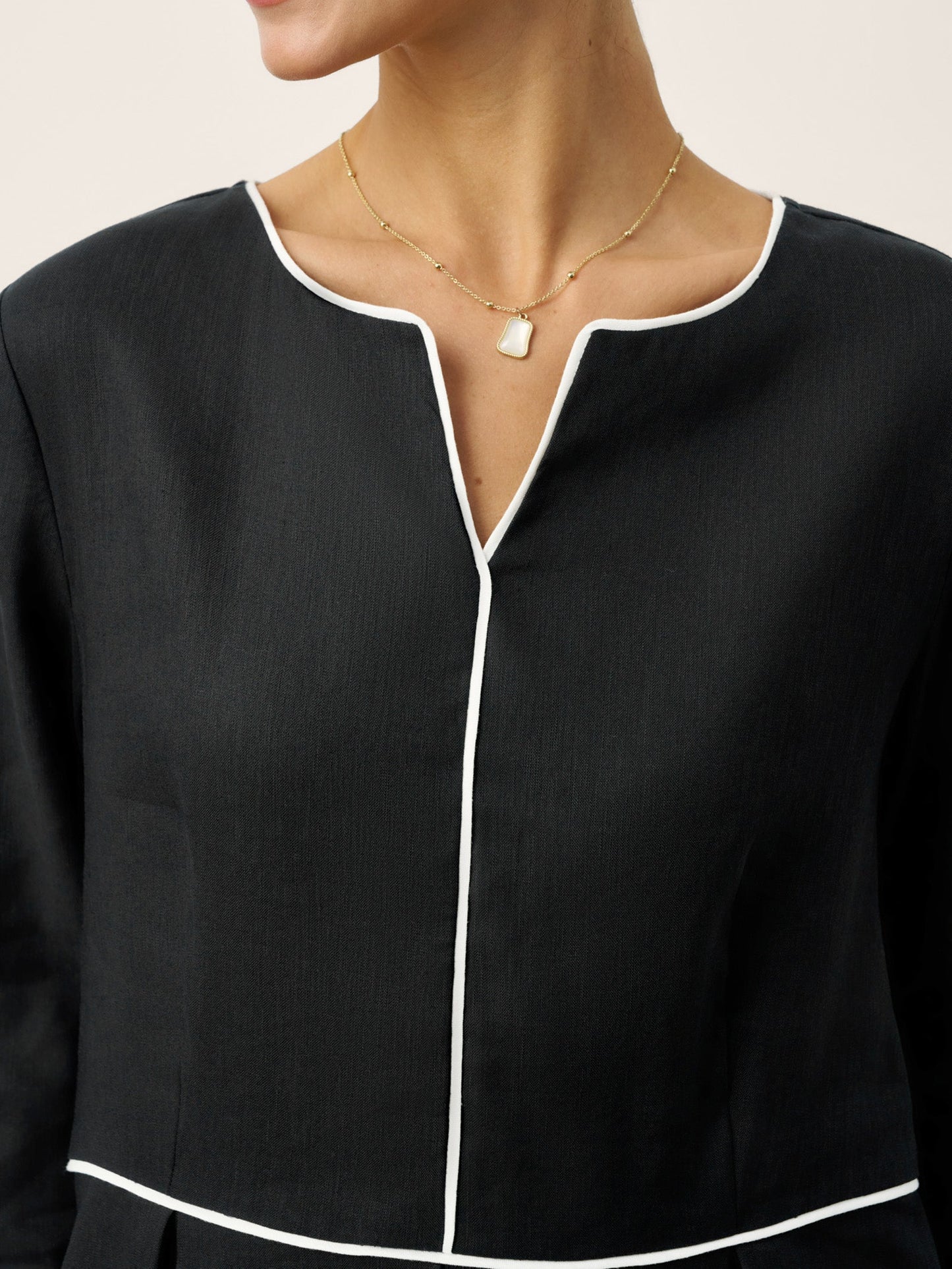 Sienna | Women’s Linen-Lyocell Contrast Trim Gathered Maxi Dress