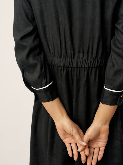 Sienna | Women’s Linen-Lyocell Contrast Trim Gathered Maxi Dress