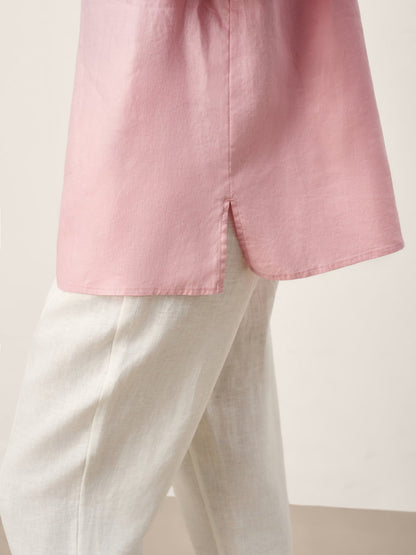 Marcelline | Women’s Linen Layered V-Neck Pleated Blouse