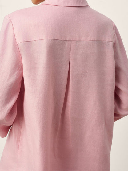 Marcelline | Women’s Linen Layered V-Neck Pleated Blouse