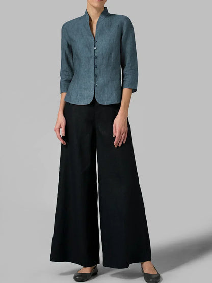 Tina | Women’s Collar Button Sleeve Blouse