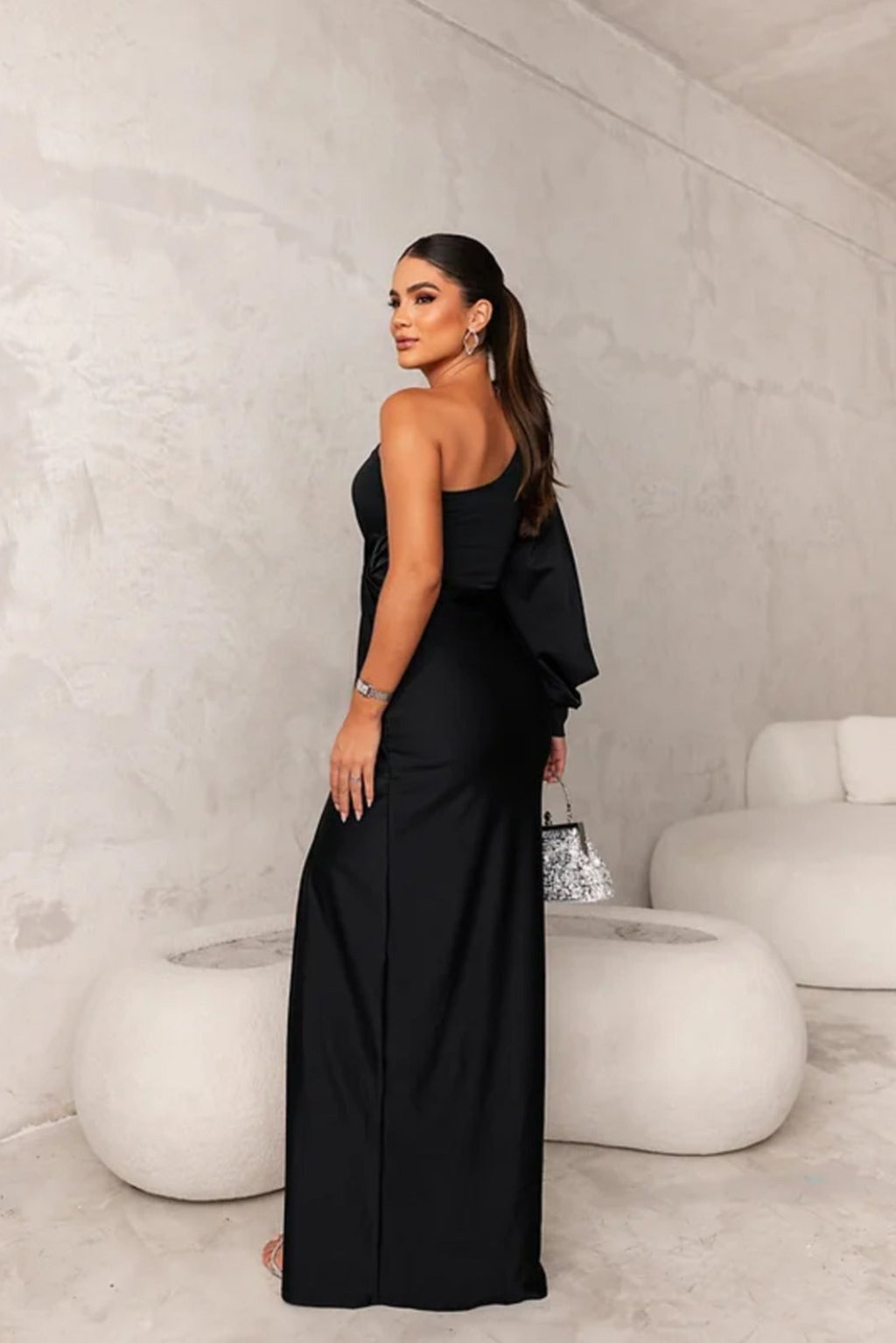 Vivienne | Women’s Elegant Satin Slit Maxi Dress