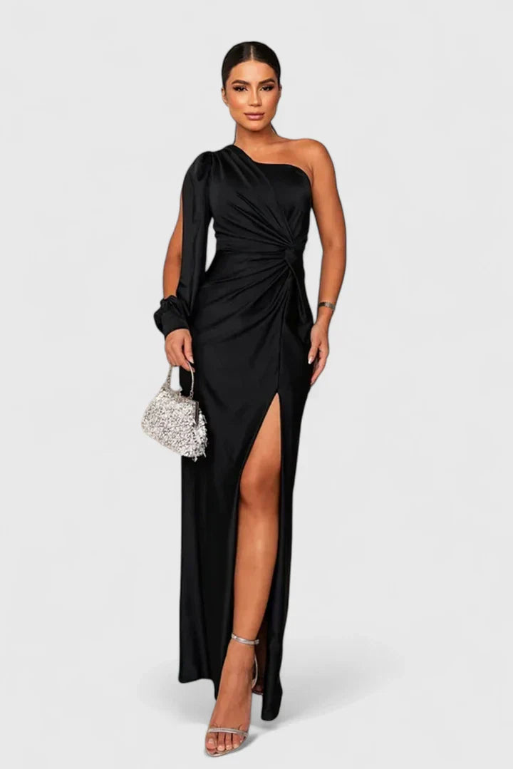 Vivienne | Women’s Elegant Satin Slit Maxi Dress