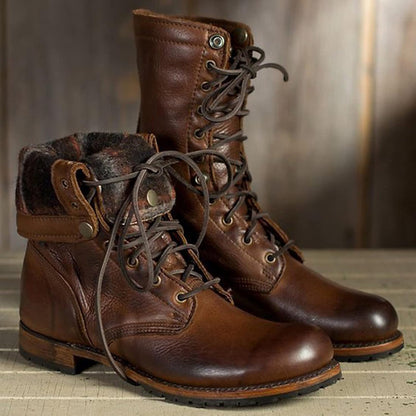 Mary | Women’s Leather Boots with Round Toe and Mid-Height Shaft