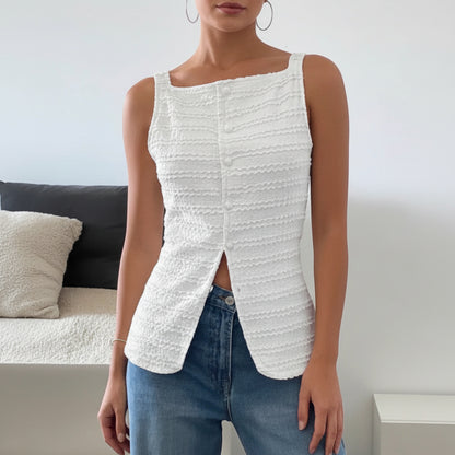 Delaney | Women’s Sleeveless Casual Top with Split Hem