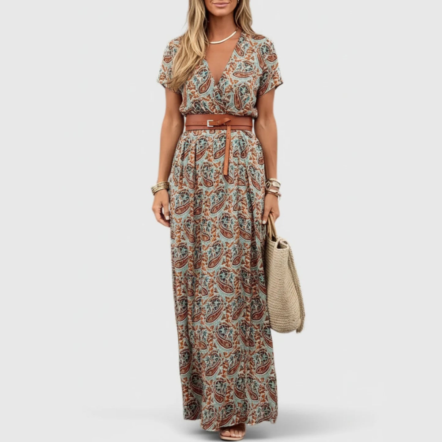 Remi | Women’s Casual Boho V-Neck Maxi Dress