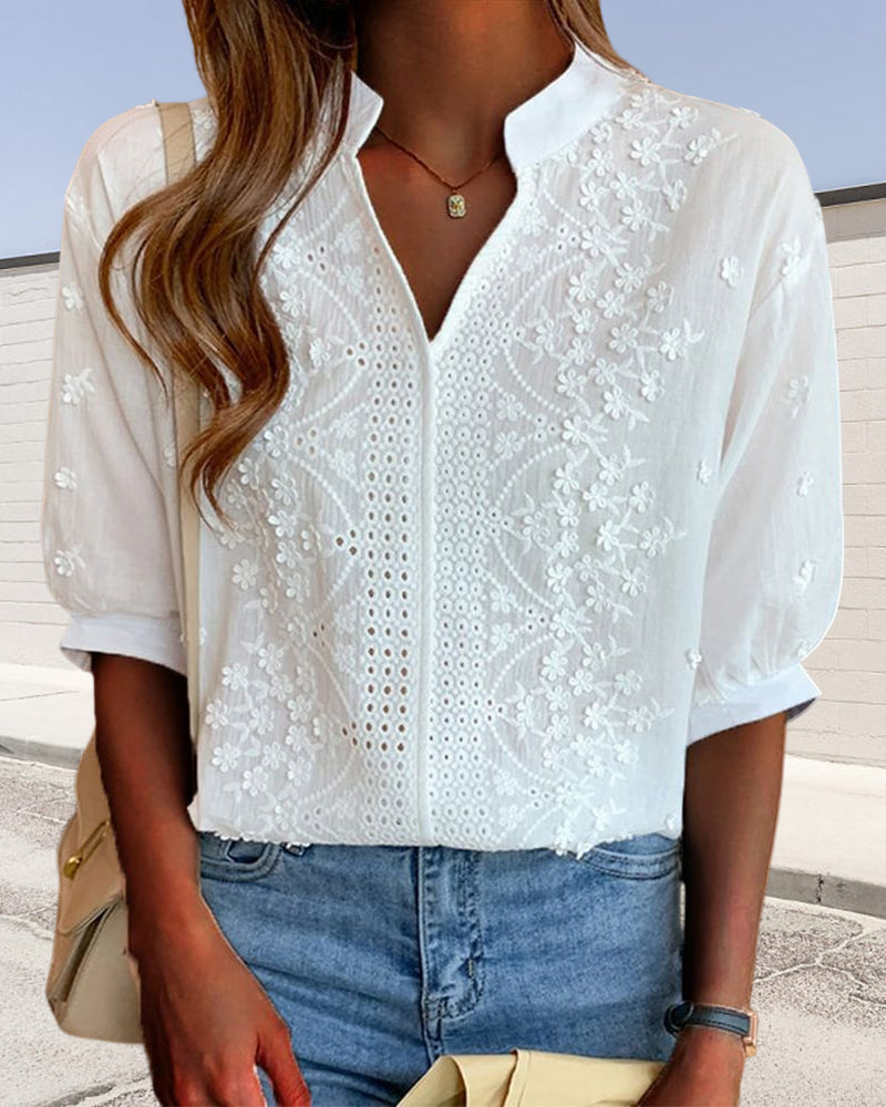 Lana | Women’s Summer V Neck Puff Sleeve Blouse