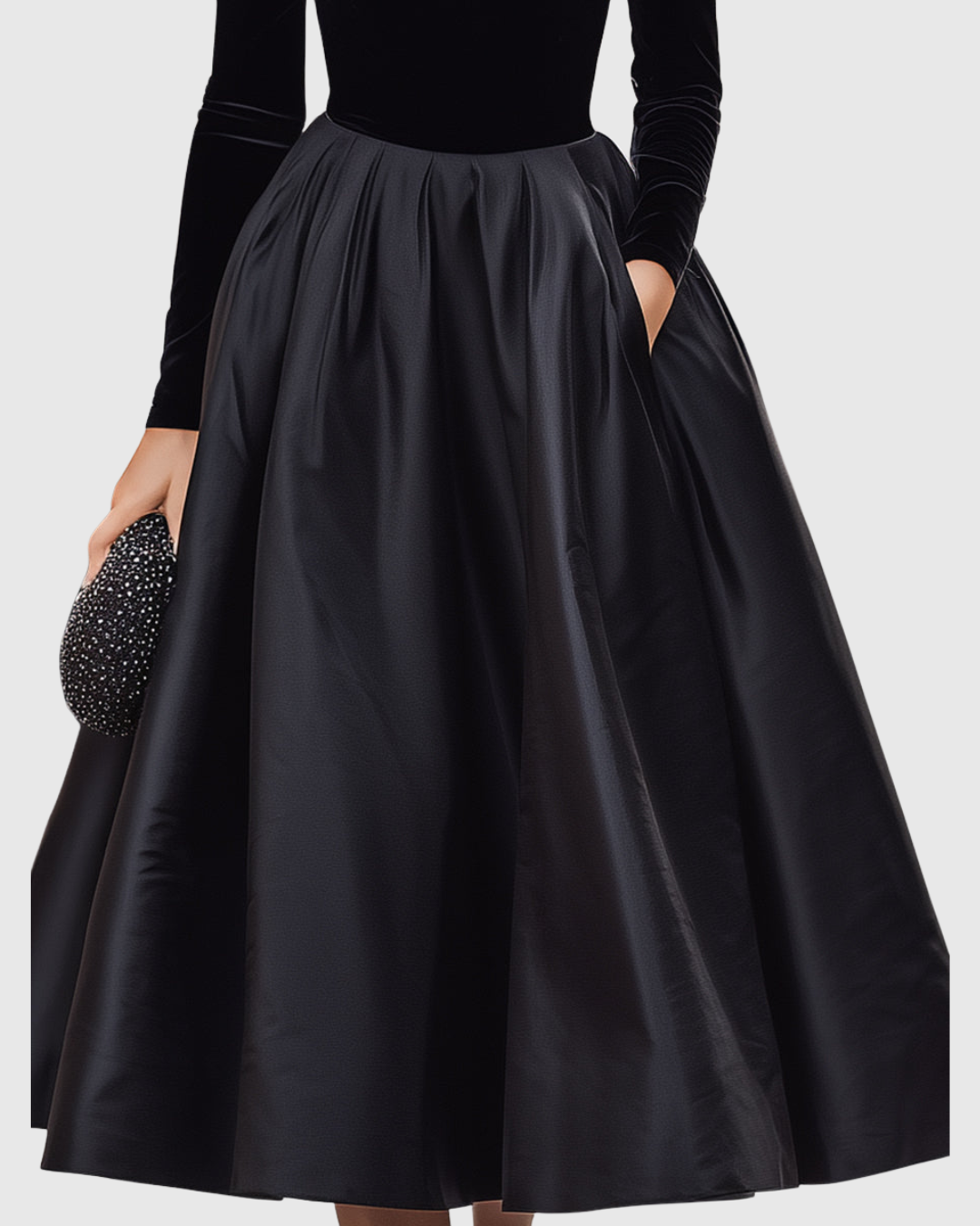 Emery | Women’s Elegant Black Turtleneck Midi Dress