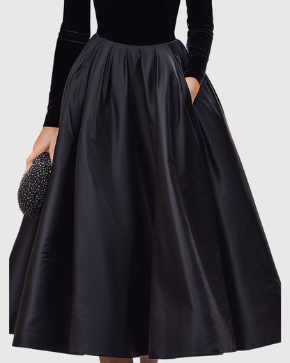 Emery | Women’s Elegant Black Turtleneck Midi Dress