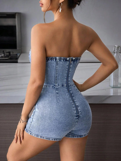 Kenzie | Women’s Strapless Denim Romper