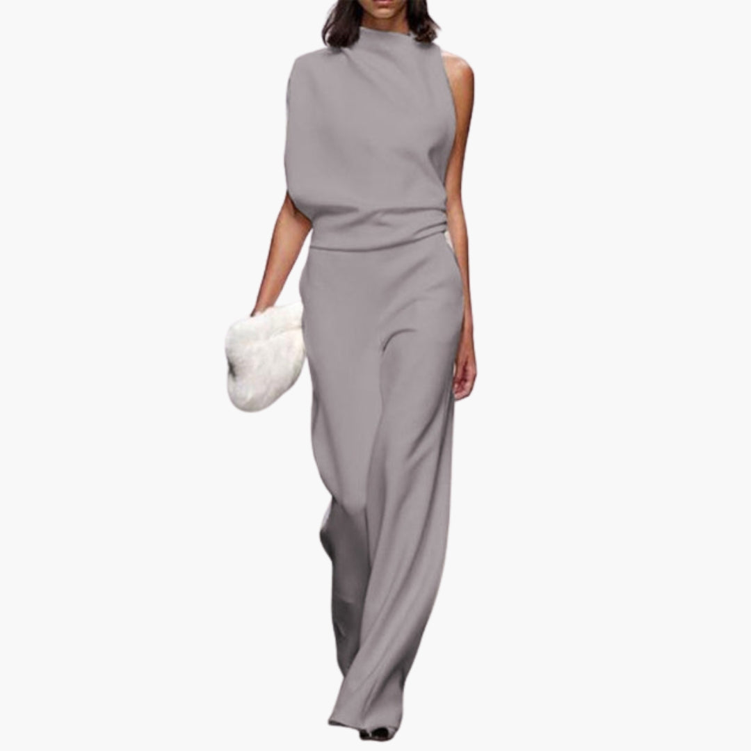 Tatum | Women’s Round Neck Sleeveless Wide-Leg One-Piece Jumpsuit