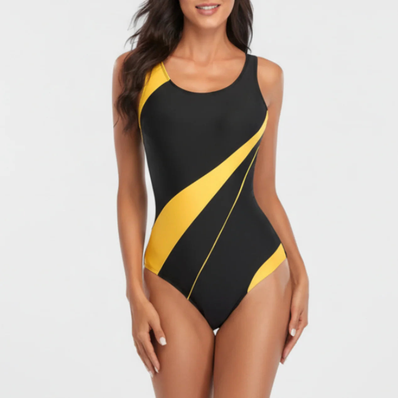 Sienna | Women’s Sporty Colorblock One-Piece Swimsuit with Back Cut-Out