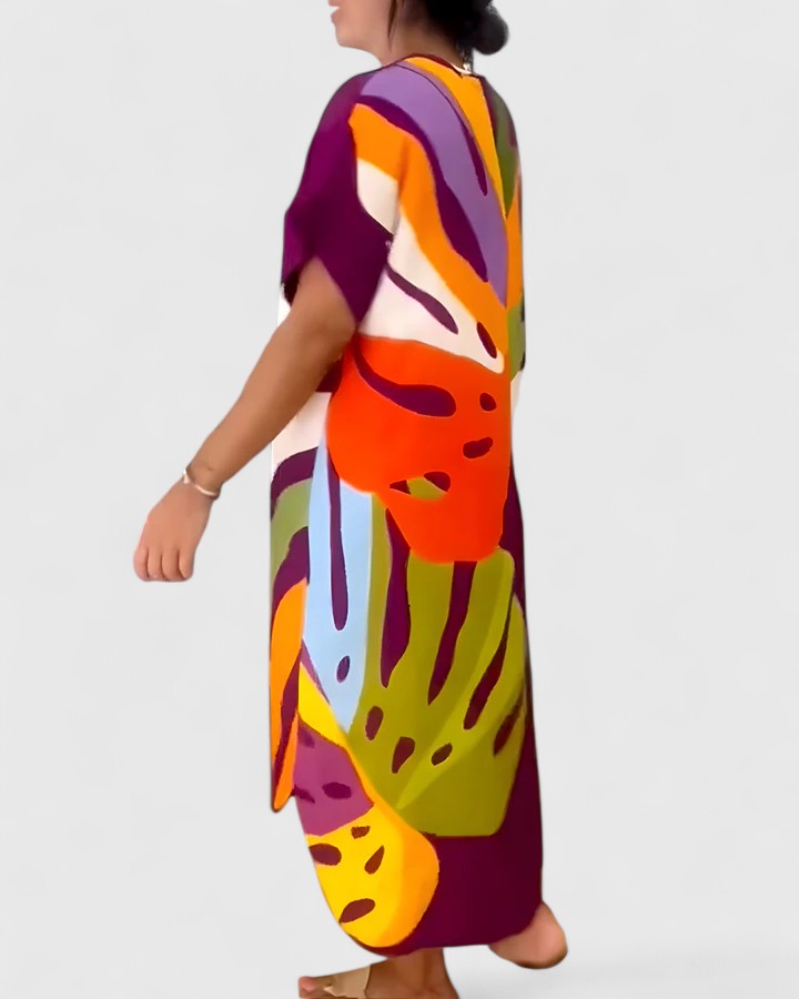 Cheyenne | Women’s Comfortable Abstract Print Midi Dress