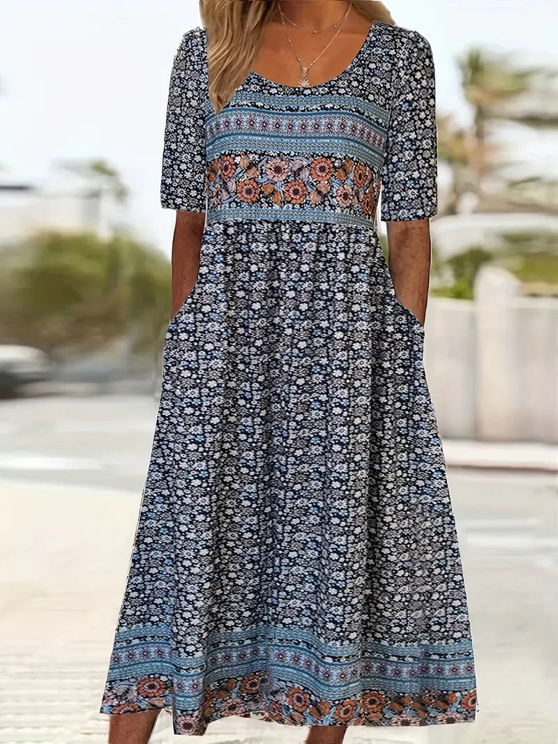 Elena | Women’s Boho Printed Midi Dress