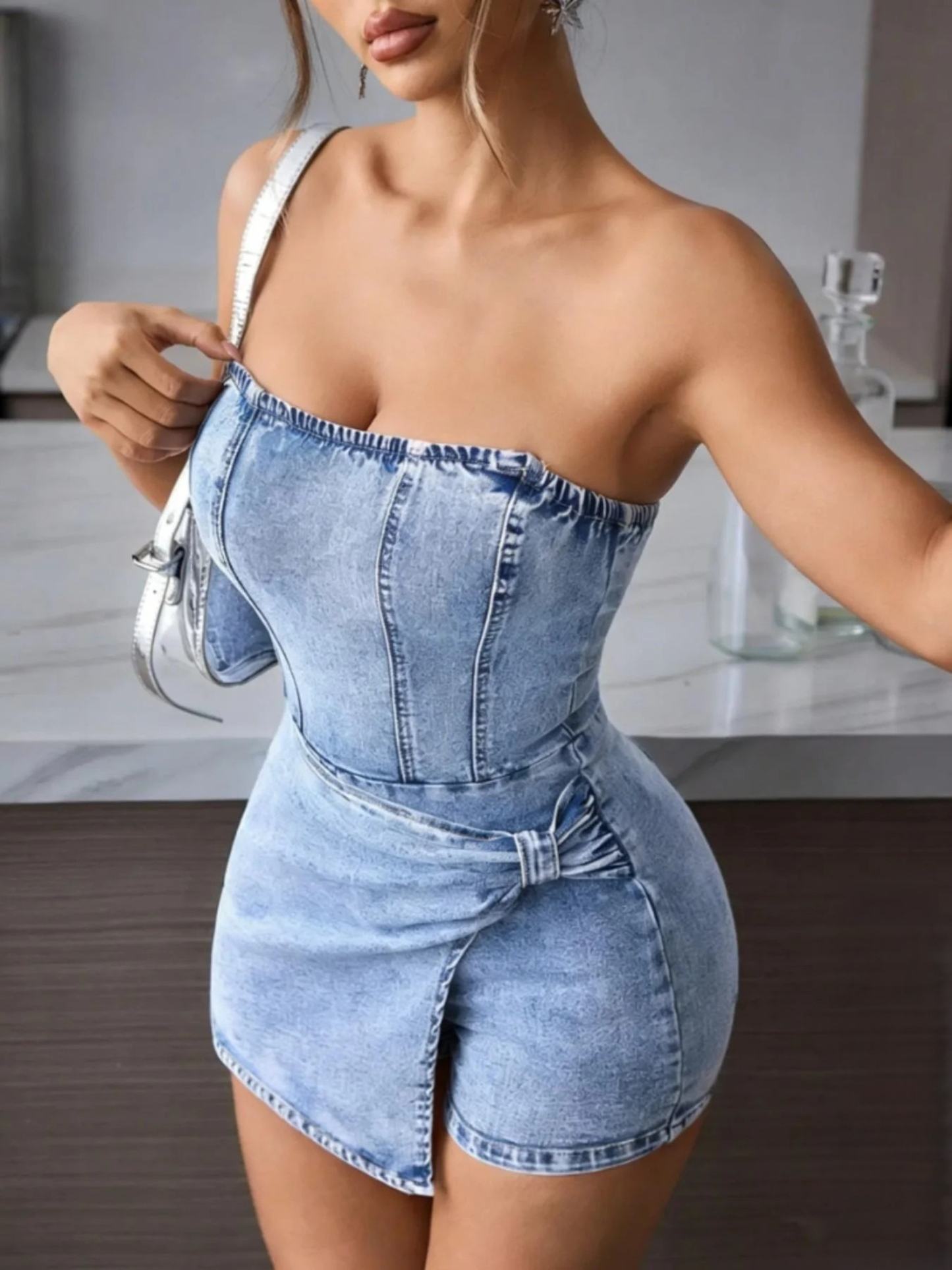 Kenzie | Women’s Strapless Denim Romper
