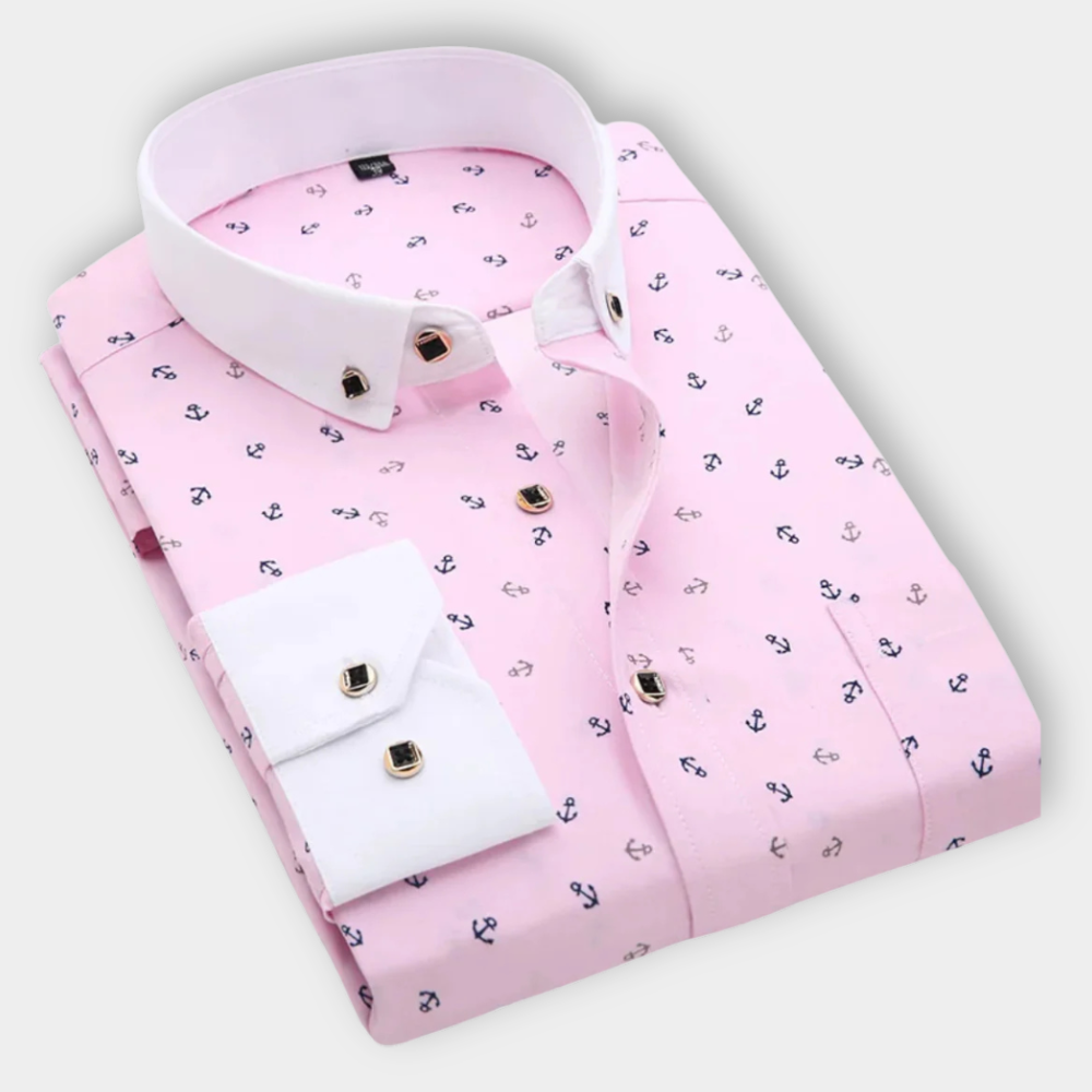 Blaine | Men’s Maritime Print Classic Button Up Shirt