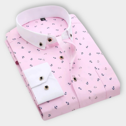 Blaine | Men’s Maritime Print Classic Button Up Shirt