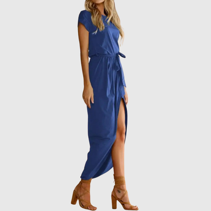 Ember | Women’s Casual Belted Tulip Hem Midi Dress