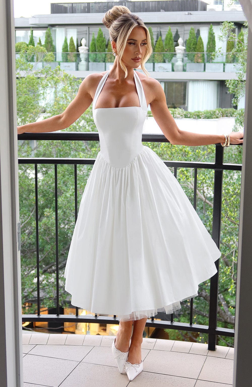 Talia | Women’s Wedding Halter Midi Dress