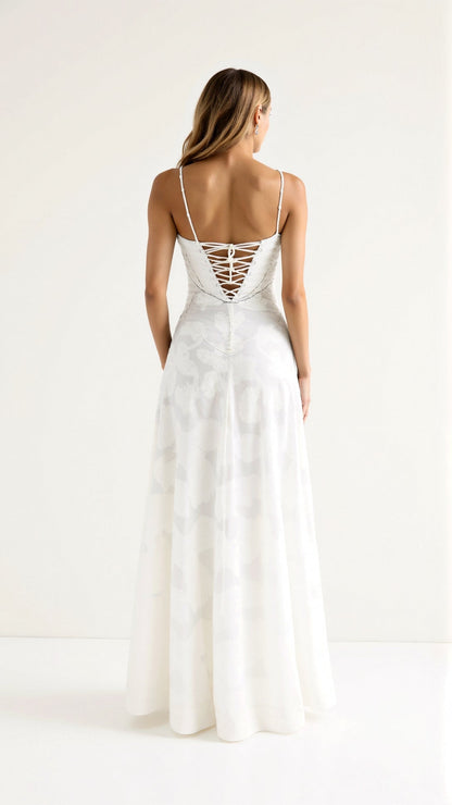 Elena | Women’s Wedding Slip Maxi Dress with Lace Detail