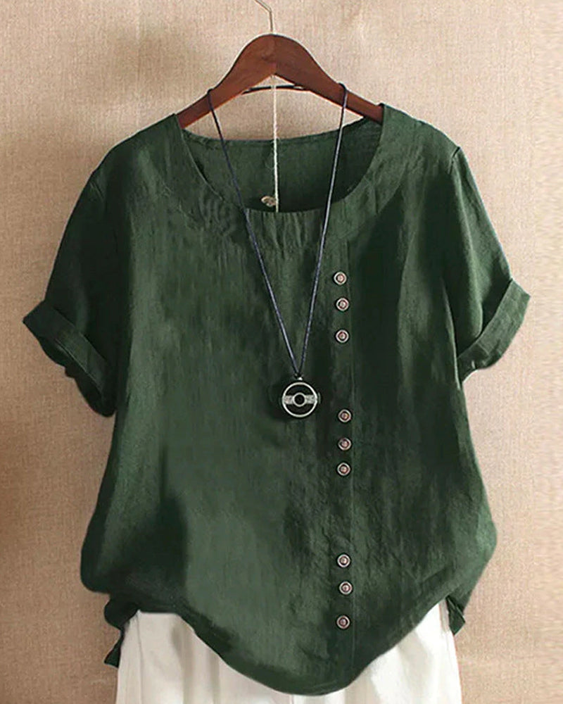 Haley | Women’s Summer Button Detail Casual Blouse