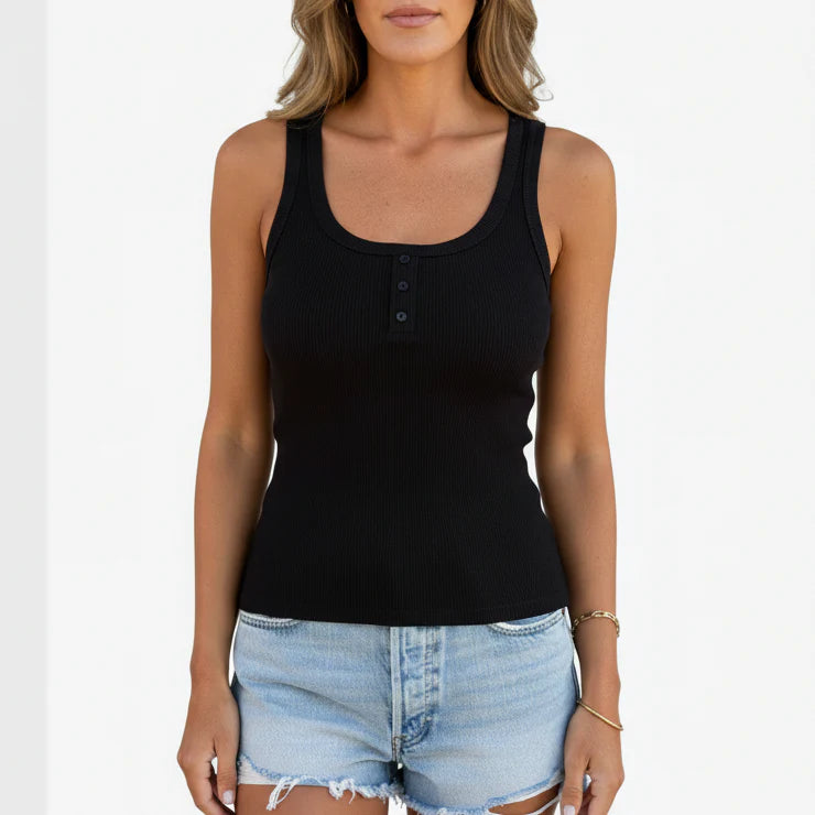 Paisley | Women’s Ribbed Knit Tank Top with Front Buttons