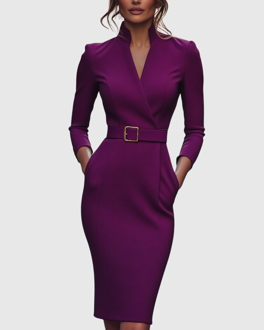 Veronica | Women’s Belted Collared Midi Dress
