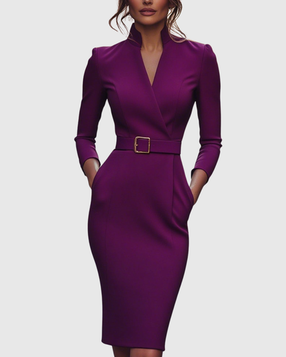 Veronica | Women’s Belted Collared Midi Dress