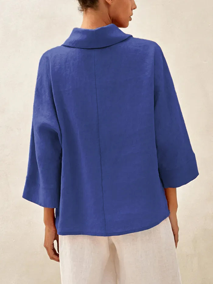 Trisha | Women’s Linen Dropped Collar Long Sleeve Shirt