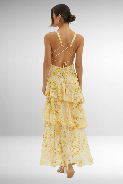 Isadora | Women’s Elegant Floral Tiered Maxi Dress
