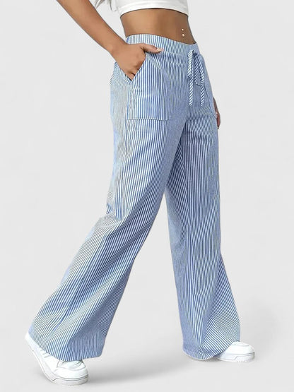 Corinne | Women’s Striped Wide Leg Linen Pants