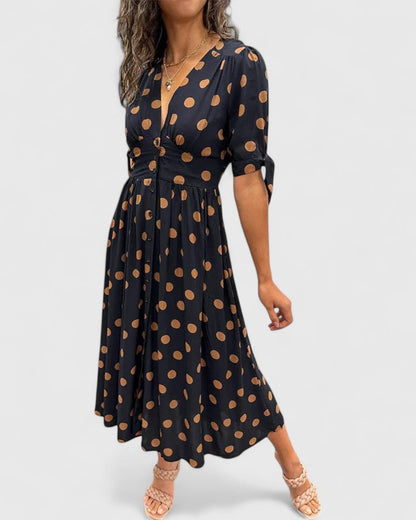 Mavis | Women’s Sophisticated Polka Dot Midi Dress