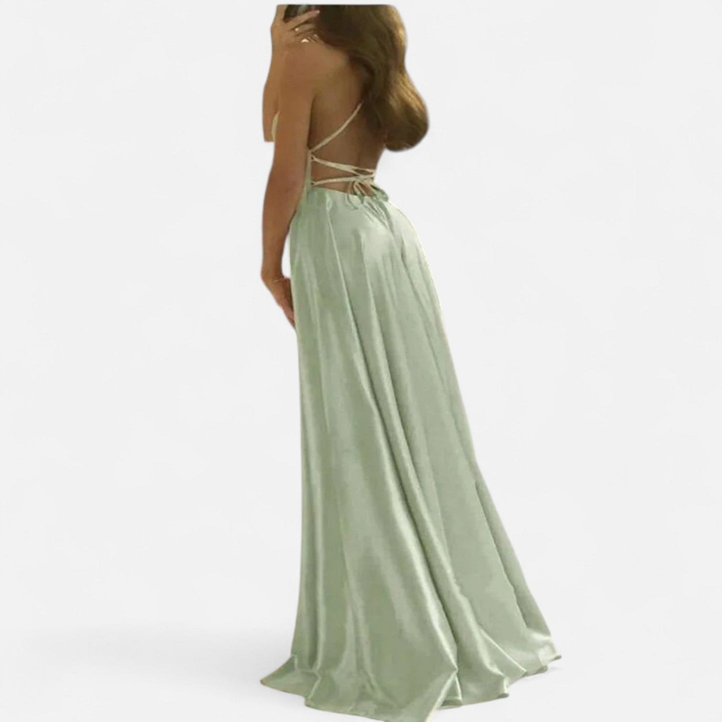 Brennan | Women’s Modern Fit Satin Slit Maxi Dress